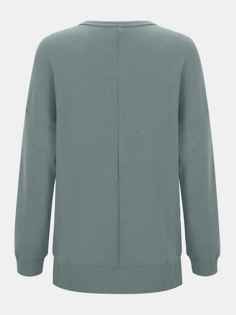 Side Slit Round Neck Long Sleeve T-Shirt - Trendsi - Flyclothing LLC