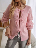 Devine Tied Round Neck Dropped Shoulder Cardigan - Trendsi - Flyclothing LLC