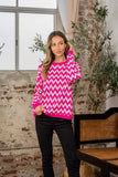 Sew In Love Full Size Wave Stripe Contrast Long Sleeve Sweater - Trendsi - Flyclothing LLC