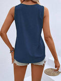 Full Size Decorative Button V-Neck Tank - Trendsi - Flyclothing LLC