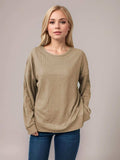 Side Slit Round Neck Long Sleeve T-Shirt - Trendsi - Flyclothing LLC