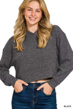 Zenana Drop Shoulder Ribbed Crop Hoodie - Trendsi - Flyclothing LLC