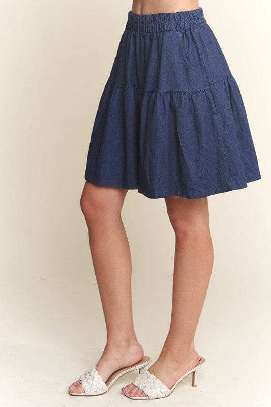 ADORA Elastic Waist Wide Leg Denim Shorts - Trendsi - Flyclothing LLC