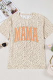 MAMA Letter Graphic Leopard Round Neck T-Shirt - Trendsi - Flyclothing LLC