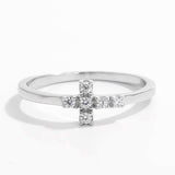 925 Sterling Silver Zircon Cross Ring - Trendsi - Flyclothing LLC