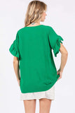 GeeGee Ruffled Short Sleeve V-Neck Blouse - Trendsi - Flyclothing LLC