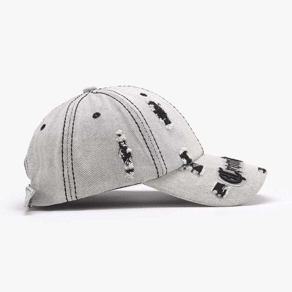 Distressed Letter Embroidered Baseball Cap - Trendsi - Flyclothing LLC