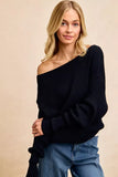 BiBi Waffle Knit Off Shoulder Top - Trendsi - Flyclothing LLC