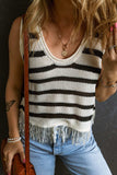 Fringe Striped Scoop Neck Tank - Trendsi - Flyclothing LLC