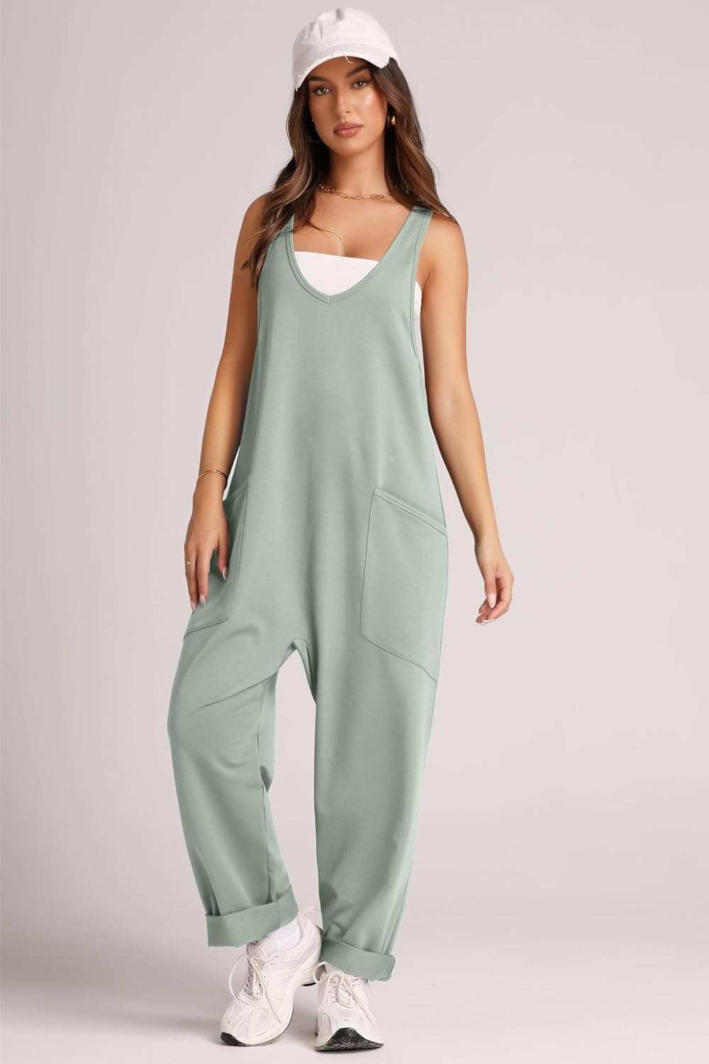 Wide Strap Jumpsuit with Pockets - Trendsi - Flyclothing LLC