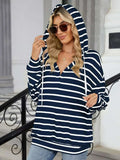 Drawstring Striped Long Sleeve Hoodie - Trendsi - Flyclothing LLC