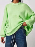 Round Neck Long Sleeve Sweater - Trendsi - Flyclothing LLC