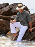 Men's Full Size Half Button Long Sleeve Shirt Plus Size - Trendsi - Flyclothing LLC