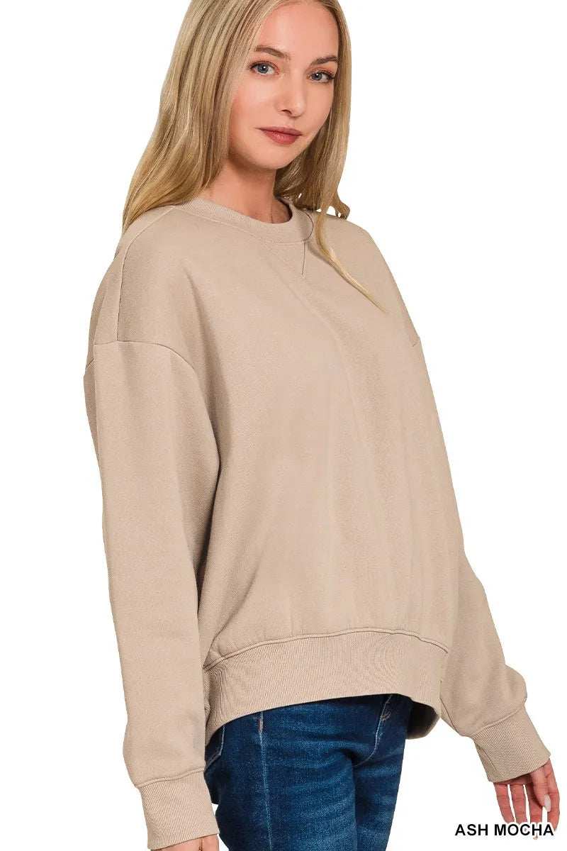 Zenana Fleece Long Sleeve Sweatshirts & Shorts Set - Trendsi - Flyclothing LLC