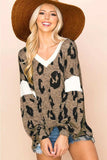 Leopard V-Neck Long Sleeve Blouse - Trendsi - Flyclothing LLC