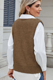 Button Down V-Neck Sweater Vest - Trendsi - Flyclothing LLC