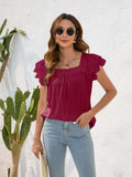 Ruffled Square Neck Cap Sleeve Blouse - Trendsi - Flyclothing LLC