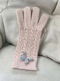 Thermal Pearl Detail Bow Five-Finger Gloves - Trendsi - Flyclothing LLC