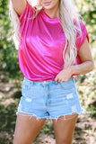 Tied Backless Round Neck Cap Sleeve Blouse - Trendsi - Flyclothing LLC