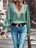 V-Neck Flounce Sleeve Blouse - Trendsi - Flyclothing LLC