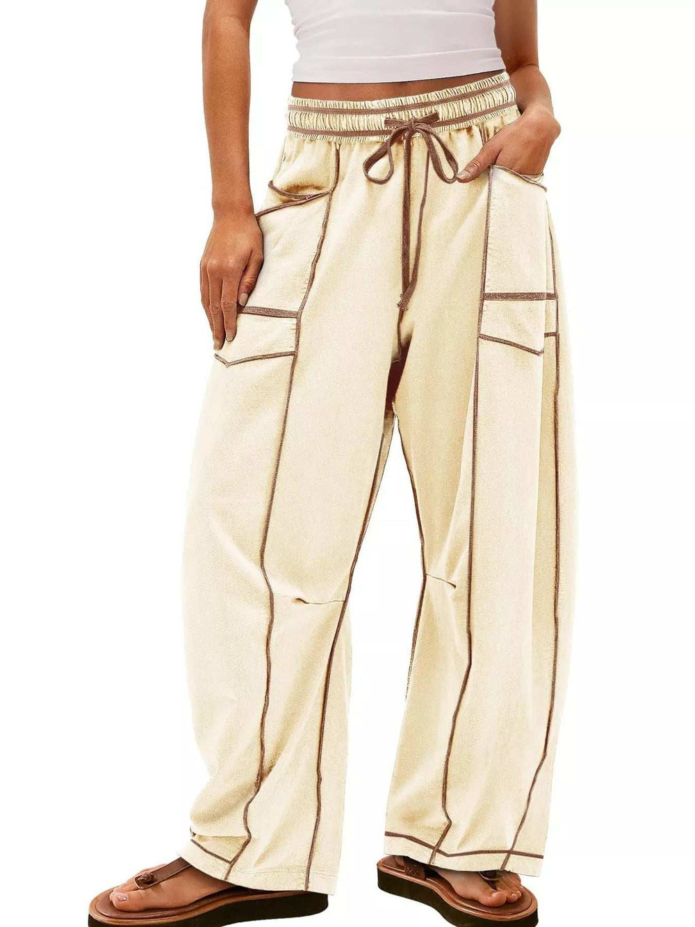 Drawstring Wide Leg Pants - Trendsi - Flyclothing LLC
