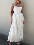 Devine Ruched Halter Neck Midi Dress - Trendsi - Flyclothing LLC