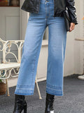 High Waist Wide Leg Washed Jeans - Trendsi - Flyclothing LLC