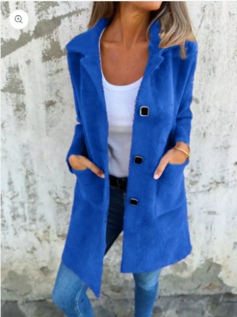 Full Size Button-Down Long Sleeve Longline Coat Plus Size - Trendsi - Flyclothing LLC