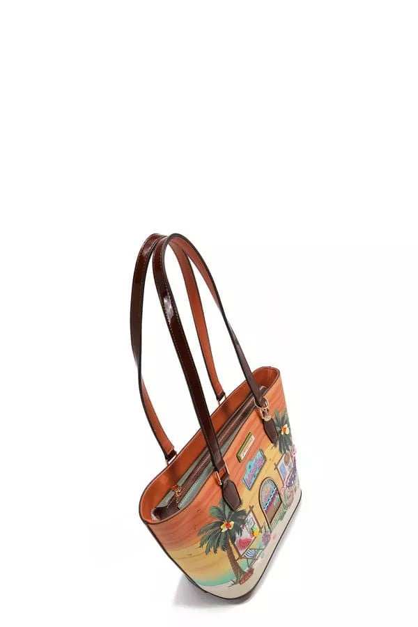 Nicole Lee USA Tropical Beach House Print Shopper Bag - Trendsi - Flyclothing LLC