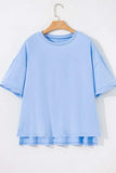 Loose Half Sleeve Hi Low Hem T Shirt - Trendsi - Flyclothing LLC
