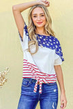 And The Why American Flag Print Tie Knot Front Casual Top - Trendsi - Flyclothing LLC