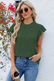 Ruffled Round Neck Cap Sleeve Blouse - Trendsi - Flyclothing LLC