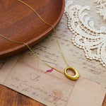 18K Gold-Plated Oval Pendant Necklace - Trendsi - Flyclothing LLC