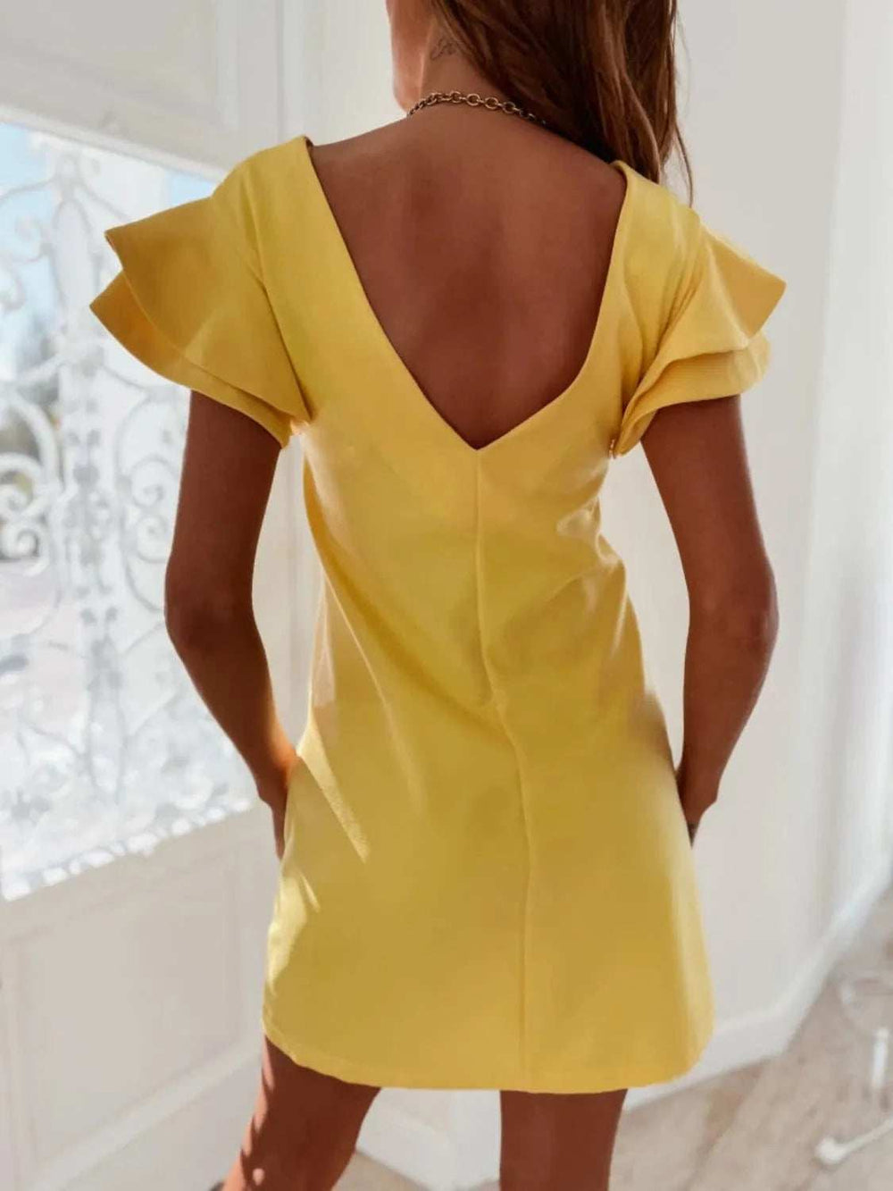 Ruffled Layered Short Sleeve Mini Dress - Trendsi - Flyclothing LLC