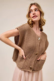 SO ME Big Metal Button Front Sweater Vest - Trendsi - Flyclothing LLC