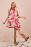 BiBi Floral Woven Contrast Edge Tiered Ruffle Mini Dress - Trendsi - Flyclothing LLC