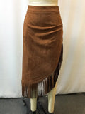Full Size Suede Fringe Asymmetric Skirt Plus Size - Trendsi - Flyclothing LLC