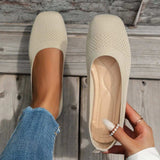 Square Toe Solid Color Mesh Slip-Ons - Trendsi - Flyclothing LLC