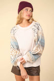 VERY J Printed Long Sleeve Round Neck Knit Top - Trendsi - Flyclothing LLC