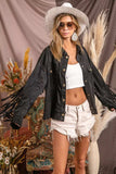 BiBi Suede Fringe Long Sleeve Jacket - Trendsi - Flyclothing LLC