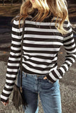 Striped Turtleneck Long Sleeve Knit Top - Trendsi - Flyclothing LLC