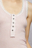 POL Lace Trim Tank with Front Button Closure - Trendsi - Flyclothing LLC