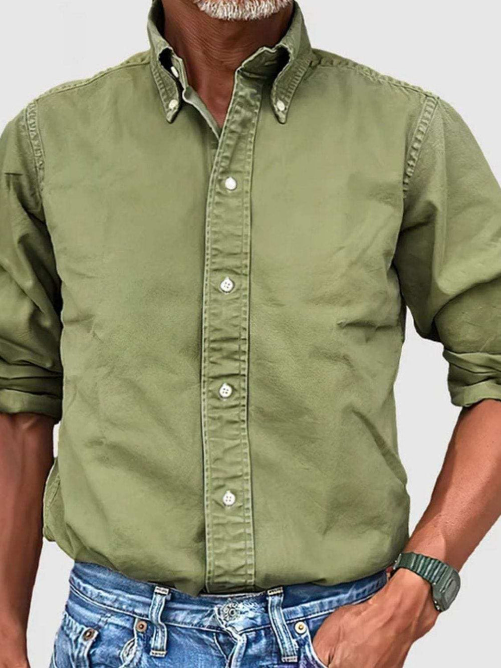 Men's Full Size Collared Neck Button Down Shirt Plus Size - Trendsi - Flyclothing LLC