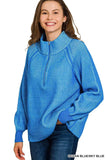 Zenana Ribbed Two Tone Half Zip Sweater - Trendsi - Flyclothing LLC