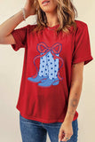Boot Graphic Round Neck Short Sleeve T-Shirt - Trendsi - Flyclothing LLC