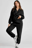 Quarter Zip Long Sleeve Top and Pants Set - Trendsi - Flyclothing LLC