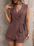 Sleeveless Blazer and Shorts Set - Trendsi - Flyclothing LLC