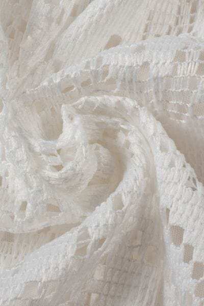 Lace Crochet Hollowed Scallop Hem V Neck Blouse - Trendsi - Flyclothing LLC