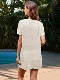 Openwork Round Neck Short Sleeve Cover-UP - Trendsi - Flyclothing LLC