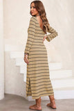 Slit Striped Round Neck Midi Dress - Trendsi - Flyclothing LLC